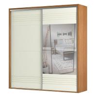 Guarda Roupa Casal Com Espelho 223cm 2 Portas 100% Mdf Tw602e Freijó-off White - Dalla Costa - 1