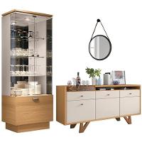 Cristaleira Aruan Buffet Ellora E Espelho Adnet 54cm H01 Off White-cinamomo - Mpozenato - 1