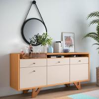 Cristaleira Aruan Buffet Ellora E Espelho Adnet 54cm H01 Off White-cinamomo - Mpozenato