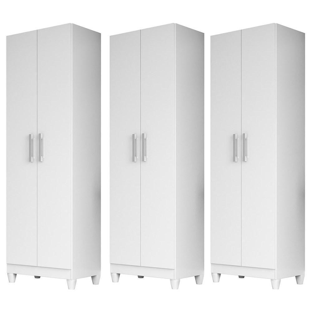 Kit 3 Armários Multiuso Organizador 2 Portas Astrid M07 Branco - Mpozenato - 1