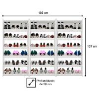 Kit 3 Armários Sapateira Multiuso Paris - Lumil Móveis Branco - 4