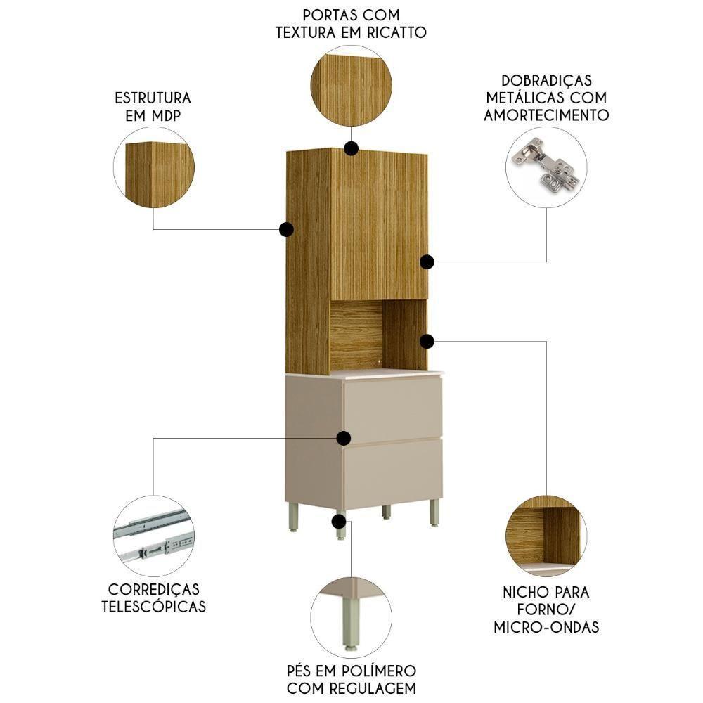 Paneleiro De Cozinha Torre Quente Minsk K02 Vanilla-freijó - Mpozenato - 3
