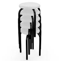 Kit 8 Banquetas Baixas Empilháveis Em Aço Maviê Sintético Branco-preto - Mpozenato - 5