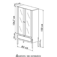 Cristaleira 2 Portas De Vidro Pés Madeira Arlo A10 Nero-preto - Mpozenato