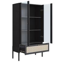 Cristaleira 2 Portas De Vidro Pés Madeira Arlo A10 Nero-preto - Mpozenato - 5