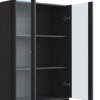 Cristaleira 2 Portas De Vidro Pés Madeira Arlo A10 Nero-preto - Mpozenato - 6