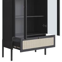 Cristaleira 2 Portas De Vidro Pés Madeira Arlo A10 Nero-preto - Mpozenato - 7