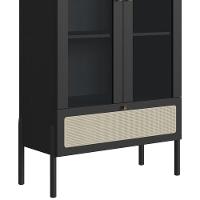 Cristaleira 2 Portas De Vidro Pés Madeira Arlo A10 Nero-preto - Mpozenato - 8