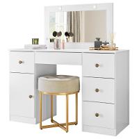 Penteadeira Camarim Com Espelho 5 Gavetas Nancy M07 Branco - Mpozenato - 1