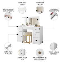 Penteadeira Camarim Com Espelho 5 Gavetas Nancy M07 Branco - Mpozenato - 3