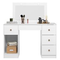 Penteadeira Camarim Com Espelho 5 Gavetas Nancy M07 Branco - Mpozenato - 5