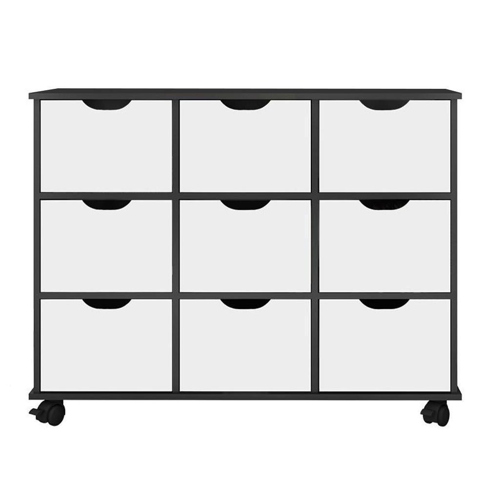 Nicho Organizador Com Rodízios Toys 9 Gavetas Q01 Preto-branco - Mpozenato - 1