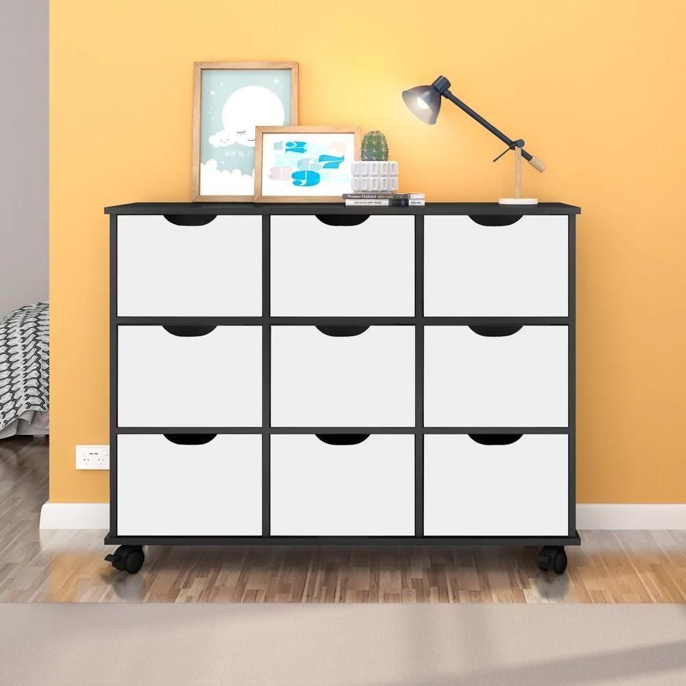 Nicho Organizador Com Rodízios Toys 9 Gavetas Q01 Preto-branco - Mpozenato - 2