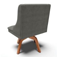 Cadeira Estofada Para Sala De Jantar Base Giratória De Madeira Lia Suede Grafite - Ibiza - 7