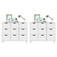 Kit 2 Nichos Organizadores 9 Gavetas Com Rodízios Toys Q01 Branco - Mpozenato - 1