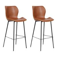 Kit 2 Banquetas Alta Com Encosto Para Bancada Cozinha Penha R02 Sintético Marrom - Mpozenato - 1