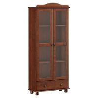 Cristaleira De Madeira 2 Portas De Vidro 1 Gaveta Rubia F07 Café - Mpozenato - 1