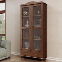 Cristaleira De Madeira 2 Portas De Vidro 1 Gaveta Rubia F07 Café - Mpozenato - 2