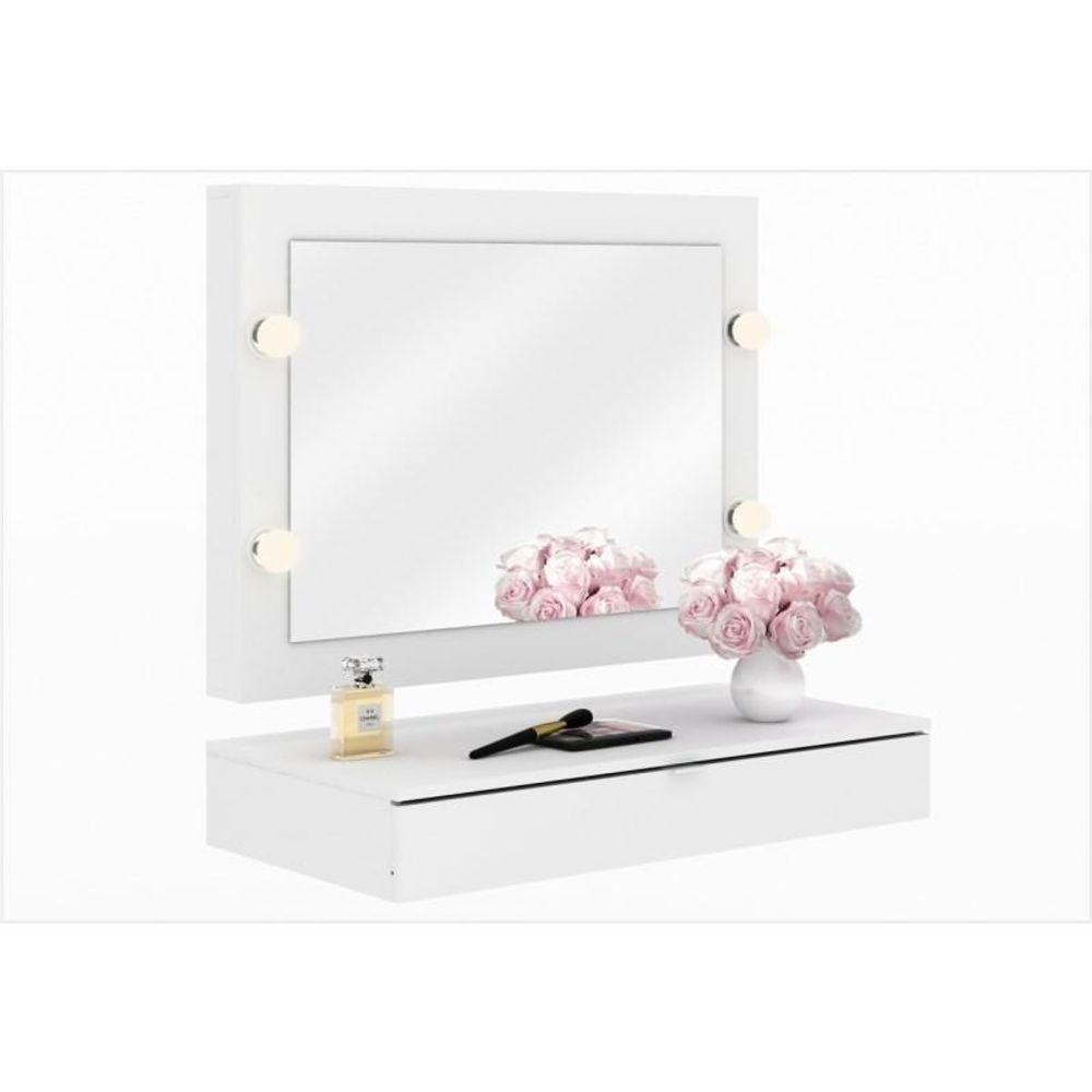 Penteadeira Suspensa Pe2004 Com Painel Espelho Pe2006 Branco - Tecno Mobili - 1