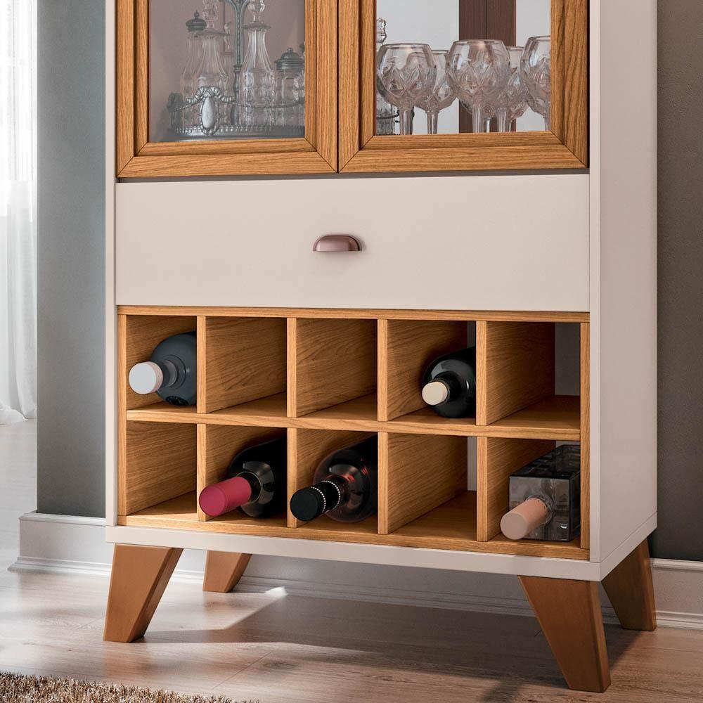 Cristaleira Adega Com Gaveta órfeo H01 Off White-cinamomo - Mpozenato - 6