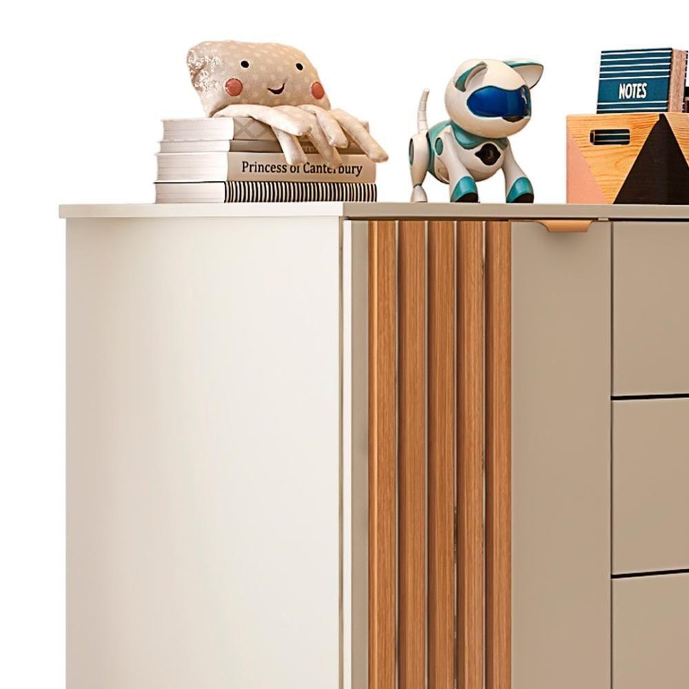 Cômoda Infantil 4 Gavetas Com 1 Porta Ripada Ayla Off White - Phoenix - 6