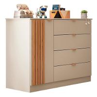 Cômoda Infantil 4 Gavetas Com 1 Porta Ripada Ayla Off White - Phoenix - 1