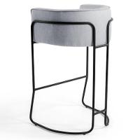 Kit 2 Banquetas Decorativas Base Aço Preto Betina Linho D-315 Cinza Gelo - Domi - 5