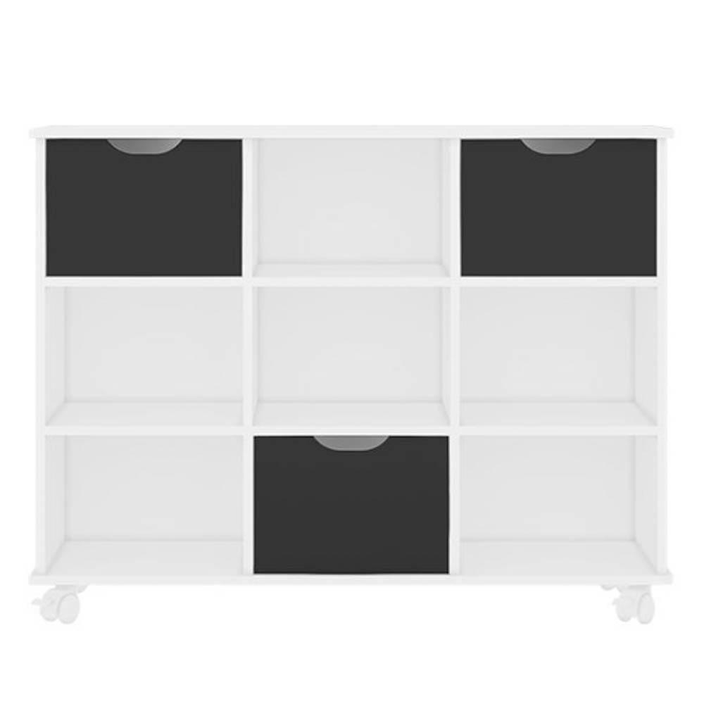 Nicho Organizador Toys 6 Gavetas Q01 Com Rodízios Branco-preto - Mpozenato - 3