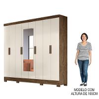 Guarda Roupa Casal Com Espelho 8 Portas 236cm ágata M07 Castanho Wood-off White - Mpozenato - 5