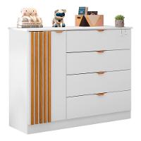 Cômoda Infantil 4 Gavetas Com 1 Porta Ripada Ayla Branco - Phoenix - 1