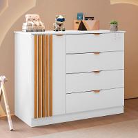 Cômoda Infantil 4 Gavetas Com 1 Porta Ripada Ayla Branco - Phoenix - 2