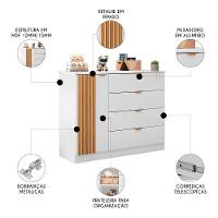 Cômoda Infantil 4 Gavetas Com 1 Porta Ripada Ayla Branco - Phoenix - 3