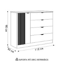 Cômoda Infantil 4 Gavetas Com 1 Porta Ripada Ayla Branco - Phoenix
