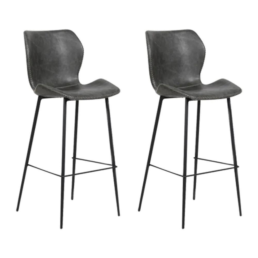 Kit 2 Banquetas Alta Com Encosto Para Bancada Cozinha Penha R02 Sintético Cinza Grafite - Mpozenato - 1