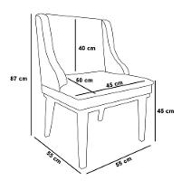 Cadeira Estofada Para Sala De Jantar Base Fixa De Madeira Castanho Lia Linho Grafite - Ibiza
