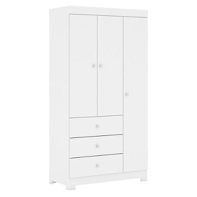 Guarda Roupa Infantil 99cm 3 Portas 3 Gavetas Duda Branco - Phoenix