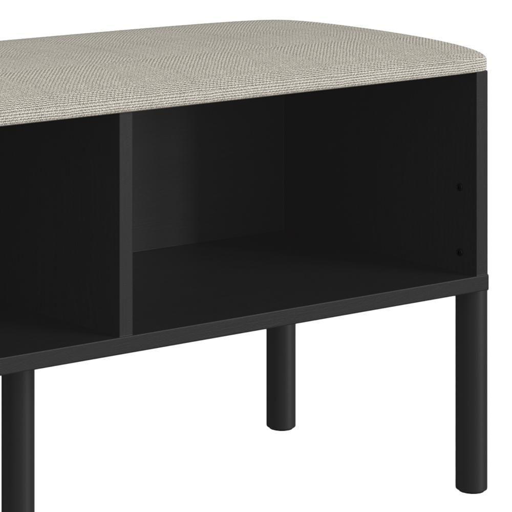 Banco Sapateira Estofada Para Quarto Pés Madeira Arlo A10 Nero-preto - Mpozenato - 6