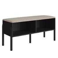 Banco Sapateira Estofada Para Quarto Pés Madeira Arlo A10 Nero-preto - Mpozenato - 1