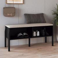 Banco Sapateira Estofada Para Quarto Pés Madeira Arlo A10 Nero-preto - Mpozenato - 2