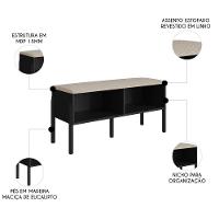 Banco Sapateira Estofada Para Quarto Pés Madeira Arlo A10 Nero-preto - Mpozenato - 3