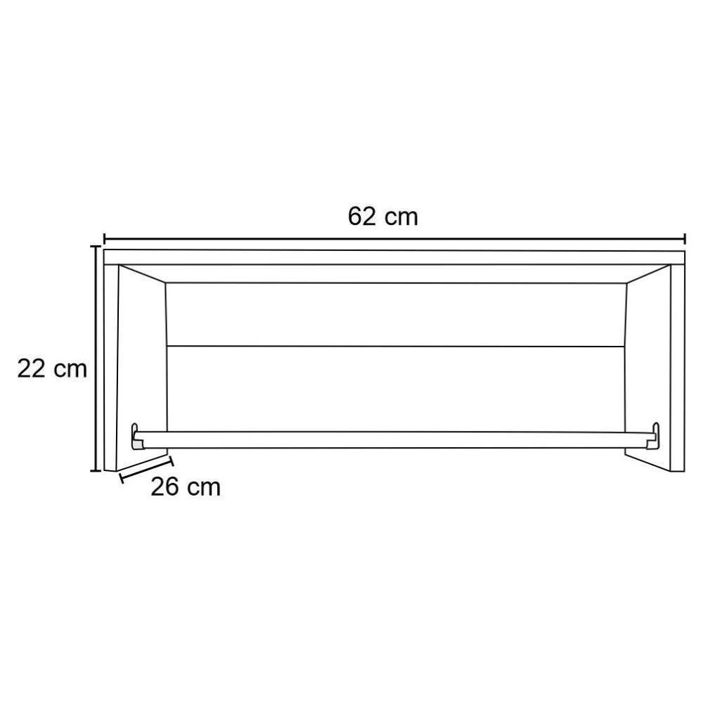 Kit 3 Nichos Cabideiros Suspensos Berlim Preto - Lumil Móveis - 4