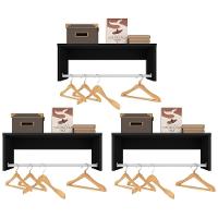 Kit 3 Nichos Cabideiros Suspensos Berlim Preto - Lumil Móveis - 1