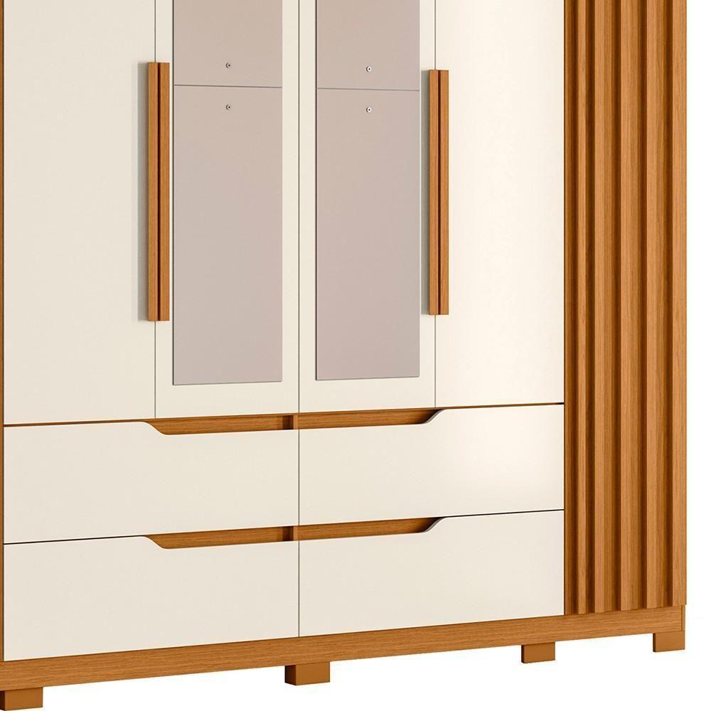 Guarda Roupa Casal 6 Portas Com Espelho 240cm Doble Cinamomo-off White - Albatroz - 9