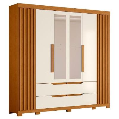 Guarda Roupa Casal 6 Portas Com Espelho 240cm Doble Cinamomo-off White - Albatroz