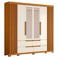 Guarda Roupa Casal 6 Portas Com Espelho 240cm Doble Cinamomo-off White - Albatroz - 1