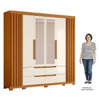 Guarda Roupa Casal 6 Portas Com Espelho 240cm Doble Cinamomo-off White - Albatroz - 6