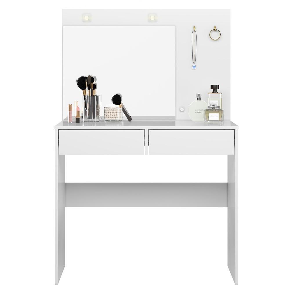 Penteadeira Camarim Com Espelho 2 Gavetas Siena M07 Branco - Mpozenato - 2