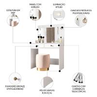 Penteadeira Camarim Com Espelho 2 Gavetas Siena M07 Branco - Mpozenato