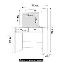 Penteadeira Camarim Com Espelho 2 Gavetas Siena M07 Branco - Mpozenato - 5