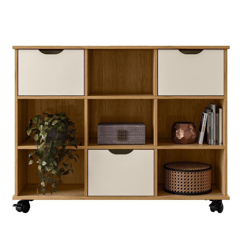 Nicho Organizador 3 Gavetas Com Rodízios Freijó-off White - Qmovi - 1
